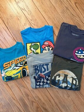 Boys Top Bundle 5pc Mario Gap Shirts S/M Short Long Sleeve Kids Set